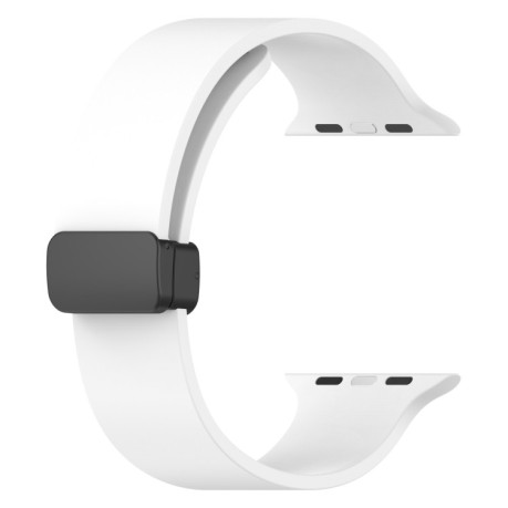 Силиконовый ремешок Magnetic Black Buckle Smooth для Apple Watch 10 46mm/Ultra 49mm / Series 8/7 45mm / 44mm / 42mm /42mm - белый