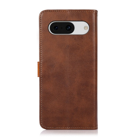 Чехол-книжка KHAZNEH Dual-color Cowhide для Google Pixel 8a - коричневый