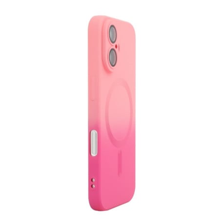 Противоударный чехол ENKAY Hat-Prince MagSafe Rainbow Gradient Silicone для iPhone 16 Plus - Rose