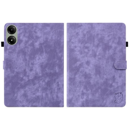 Чехол-книжка Embossed Tiger Pattern Leather для Xiaomi Redmi Pad 2 / Xiaomi Redmi Pad SE 11 2025 - фиолетовый