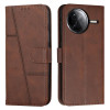 Чехол-книжка Stitching Calf Texture для Xiaomi Poco F7 Pro / F7 Ultra - коричневый