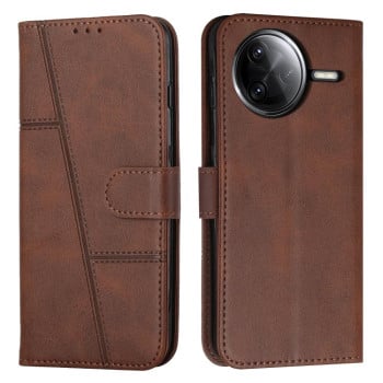 Чохол-книжка з прострочкою та фактурою Calf на Xiaomi Poco F7 Pro / F7 Ultra - коричневий