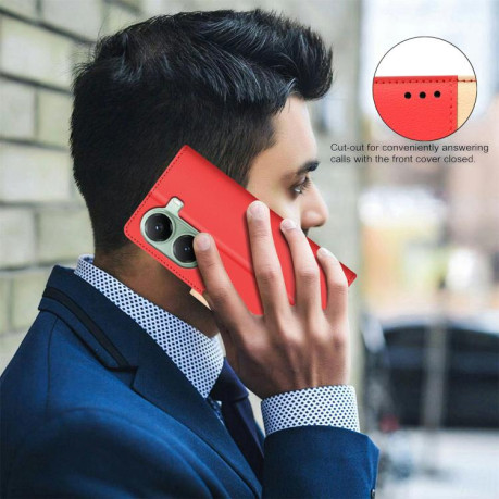 Чехол-книжка Color Matching RFID Anti-theft Leather для Xiaomi Poco X7 Pro - красный