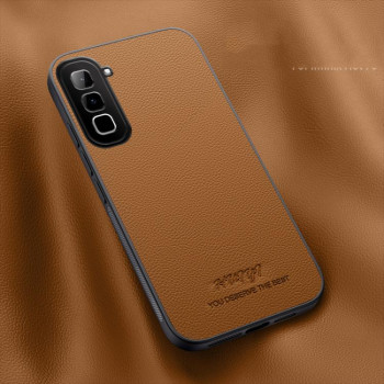 Чехол HUIYI Leather Magnetic на Infinix Hot 70 4G — коричневый