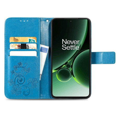 Чехол Four-leaf Clasp Embossed Buckle на OnePlus Nord 3 - синий