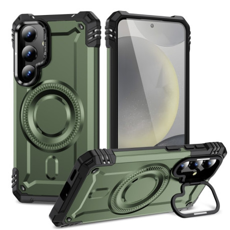 Протиударний чохол MagSafe Lens Holder PC Hybrid TPU  для Samsung Galaxy S25+ 5G - зелений
