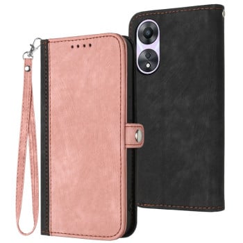 Чехол-книжка Buckle Double Fold Hand Strap Leather на OPPO A58 4G - розовый