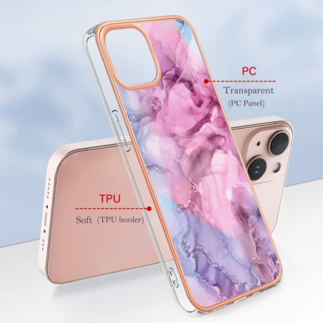 Противоударный чехол Electroplating IMD для iPhone 15 Plus - розовый