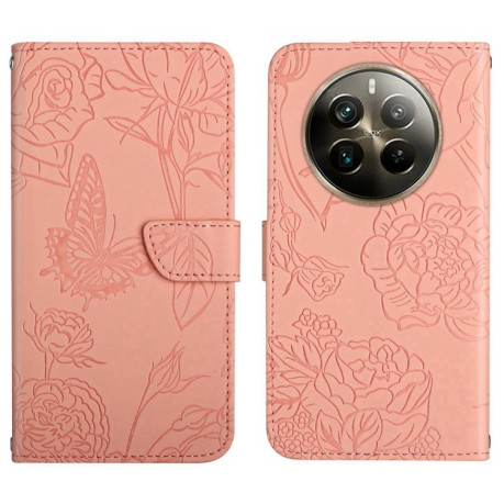 Чехол-книжка Skin Feel Butterfly Embossed для Realme 12 Pro / 12 Pro+ - розовый