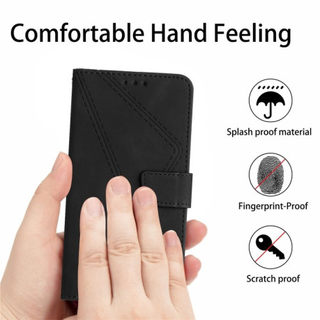 Чехол-книжка Stitching Embossed Leather For Xiaomi 14 - черный