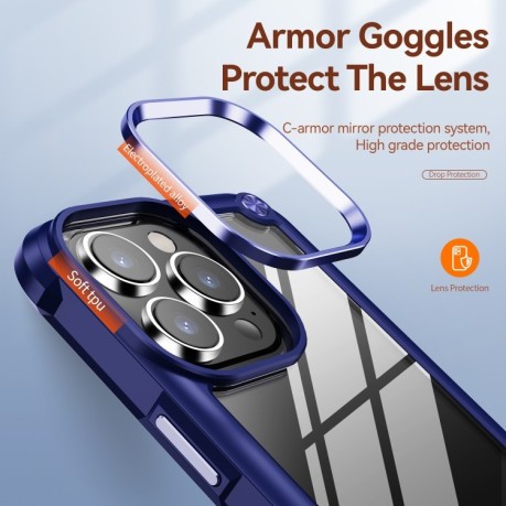 Противоударный чехол Lens Protection на iPhone 15 Pro Max - синий