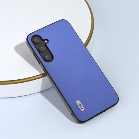 Противоударный чехол ABEEL Cowhide Texture для Samsung Galaxy S23 FE 5G - голубой