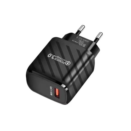 Зарядний пристрій + кабель TE-005 QC3 18W USB Fast Charger with 1m 3A USB to 8 Pin Cable - чорний