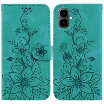 Чехол-книжка с тиснением Lily и магнитной застежкой на Tecno Pop 10 / Spark Go 2 4G — зелёный