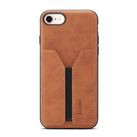 Противоударный чехол Denior D07 DV Elastic Card Slot для iPhone 16e - коричневый