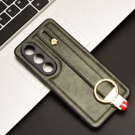 Противоударный чехол Wristband Leather Back для OnePlus Ace 3V - зеленый
