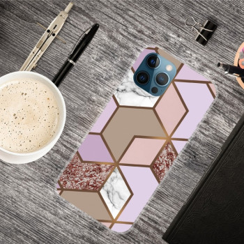 Противоударный чехол Marble Pattern для iPhone 13 Pro Max - Rhombus Orange Purple