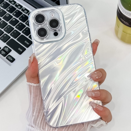 Протиударний чохол Plating Glitter Texture TPU with Lens Film для iPhone 16 Pro Max - White Water Ripples