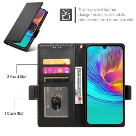 Чохол-книжка Side Buckle Magnetic Frosted Leather для Samsung Galaxy A16 5G - чорний