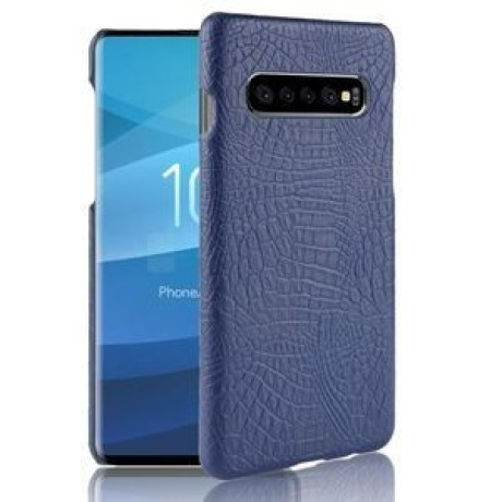 Ударопрочный чехол Crocodile Texture на Samsung Galaxy S10+/G975-синий