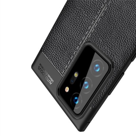 Противоударный чехол Litchi Texture на Samsung Galaxy Note 20 Ultra - черный