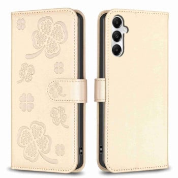 Чехол-книжка Four-leaf Clasp Embossed на Samsung Galaxy A35 - золотой