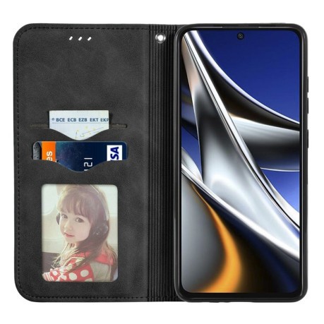Чехол-книжка Retro Skin Feel Business Magnetic на Xiaomi Poco X4 Pro 5G - черний