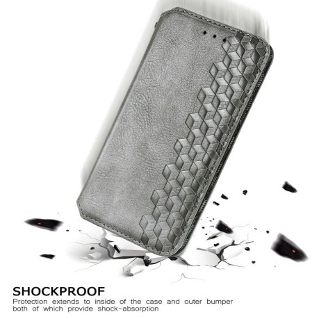 Чехол-книжка Cubic Grid на Xiaomi Poco X3 / Poco X3 Pro - серый