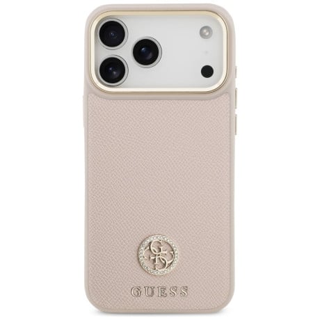 Оригинальный чехол Guess Grained Strass Logo с MagSafe на iPhone 17 Pro Max - pink