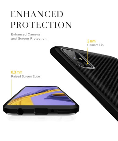 Противоударный чехол HMC Carbon Fiber Series на Samsung Galaxy A51 - Черный