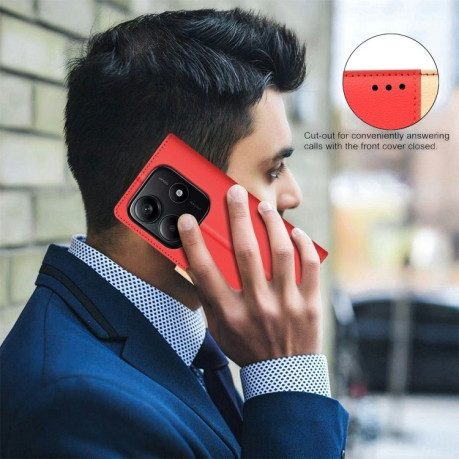 Чохол-книжка Color Matching RFID Anti-theft Leather для Xiaomi Redmi Note 14 5G/Poco M7 Pro 5G - червоний