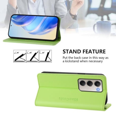 Чохол-книжка RC01 Dual-Folded Magnetic Suction RFID на Xiaomi Redmi 15 5G / 4G EU 171mm - зелений
