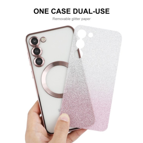 Протиударний чохол ENKAY Hat-Prince Magnetic Glitter Plated для Samsung Galaxy S25+ 5G - рожевий