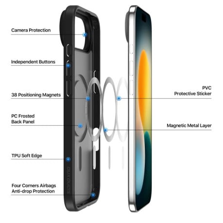 Чохол DUX DUCIS Yind Series із MagSafe гібрид на iPhone Air - чорний
