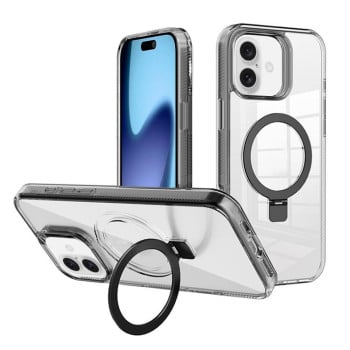 Протиударний чохол Kalebol MagSafe Holder Simple Clear для iPhone 17 - чорний