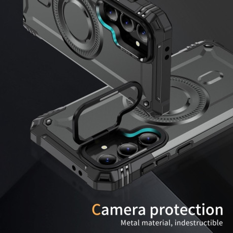 Протиударний чохол MagSafe Lens Holder PC Hybrid TPU  для Samsung Galaxy S24 FE 5G - сірий