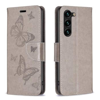 Чехол-книжка Butterflies Pattern для Samsung Galaxy S24+ 5G - серый