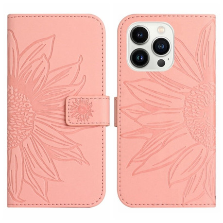 Чехол-книжка Skin Feel Sun Flower для iPhone 15 Pro - розовый