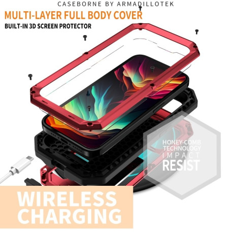 Противоударный чехол R-JUST Sliding для iPhone 15 Pro Max - красный