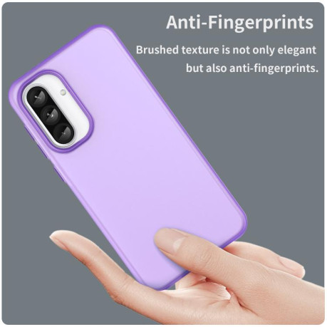 Противоударный чехол Frosted Translucent TPU Hybrid PC для Samsung Galaxy A56 5G - фиолетовый