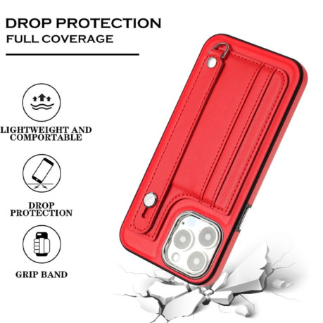 Противоударный чехол Wrist Strap Holder на iPhone 15 Pro Max - красный