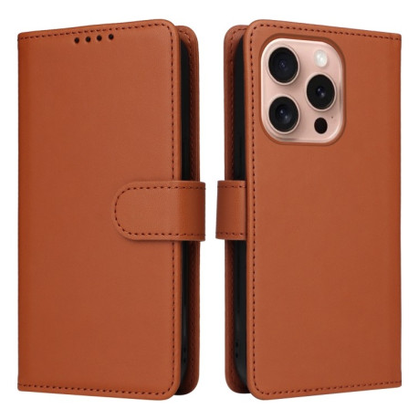 Чохол-книжка BETOPNICE BN-005 2 in 1 Detachable Imitate Genuine Leather для iPhone 16 Pro - коричневий