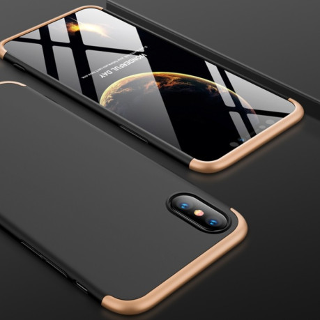 3D чехол GKK на iPhone X / XS -черно- золотой