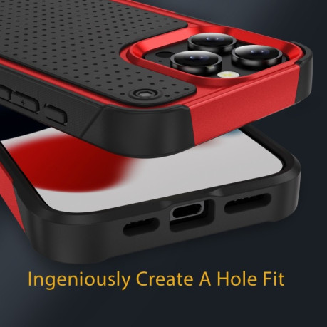 Противоударный чехол PC + TPU Shockproof Protective для iPhone 16 Pro - Red+Black