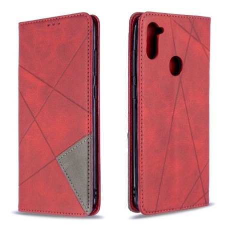 Чехол-книжка Rhombus Texture на Samsung Galaxy A11/M11 - красный