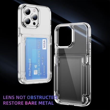 Противоударный чехол Card Holder Acrylic Hybrid TPU для iPhone 16 Pro - прозрачный