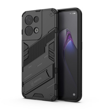 Противоударный чехол Punk Armor с подставкой на OPPO Reno 8 - черный
