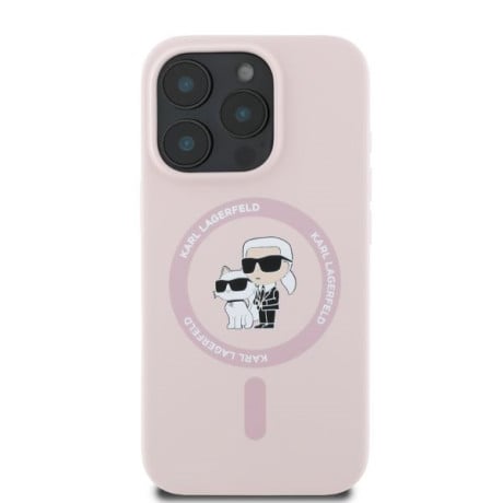 Оригинальный чехол Karl Lagerfeld Choupette Glitter MagSafe case для iPhone 16 Pro - Pink