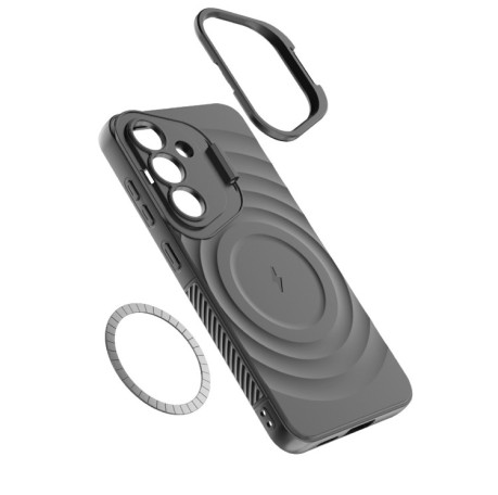 Чохол Lens Frame Bracket Corrugated MagSafe для Samsung Galaxy S25 5G - чорний