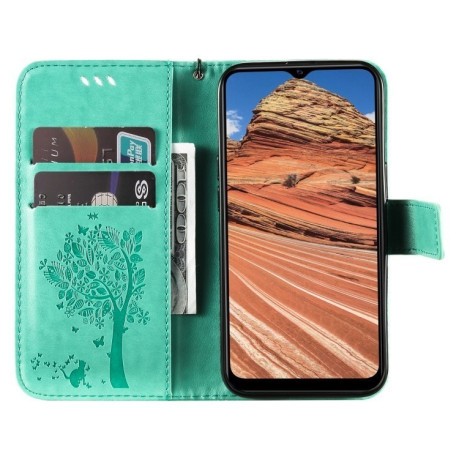 Чехол-книжка Cat Embossing Pattern на Vivo Y11s/Y12A/Y12s/Y20/Y20A/Y20s/Y20G/Y20SG - зеленый